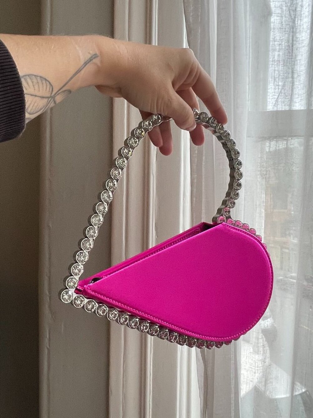 Hot Pink Heart Purse Rhinestone Handle Barbiecore